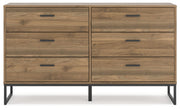 Deanlow Full Panel Headboard with Dresser and Chest in Honey - PKG017182