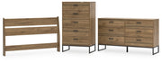 Deanlow Full Panel Headboard with Dresser and Chest in Honey - PKG017182