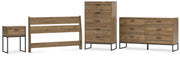 Deanlow Full Panel Headboard with Dresser, Chest and Nightstand in Honey - PKG017183