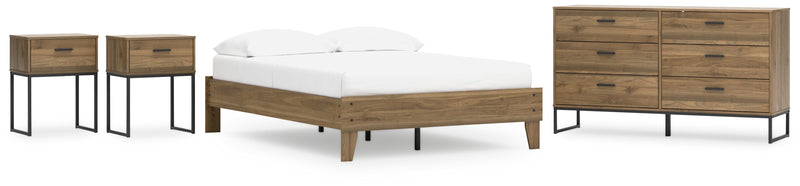 Deanlow Full Platform Bed with Dresser and 2 Nightstands in Honey - PKG017192