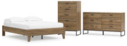 Deanlow Full Platform Bed with Dresser and Chest in Honey - PKG017196