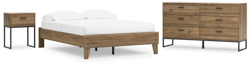 Deanlow Full Platform Bed with Dresser and Nightstand in Honey - PKG017195