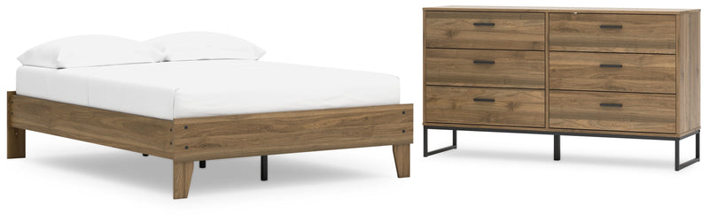 Deanlow Full Platform Bed with Dresser in Honey - PKG017191