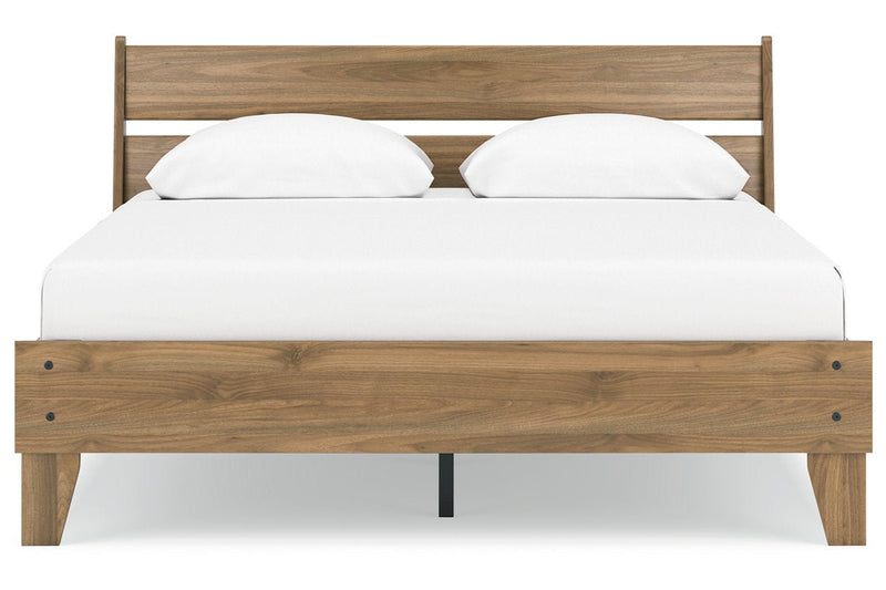 Deanlow Honey Queen Platform Panel Bed - Gate FurnitureQueen Bed