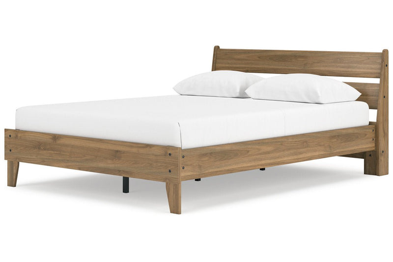 Deanlow Honey Queen Platform Panel Bed - Gate FurnitureQueen Bed