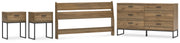 Deanlow Queen Panel Headboard with Dresser and 2 Nightstands in Honey - PKG017262