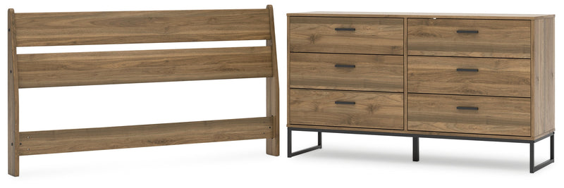 Deanlow Queen Panel Headboard with Dresser in Honey - PKG017261