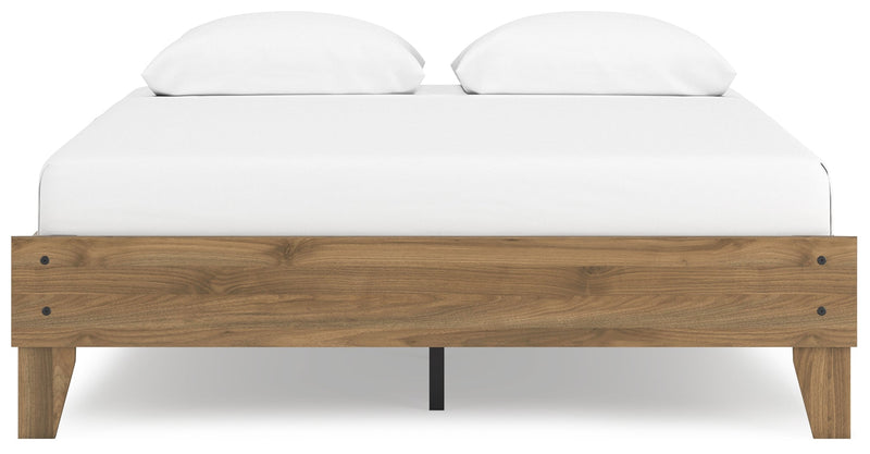 Deanlow Queen Platform Bed with 2 Nightstands in Honey - PKG017270