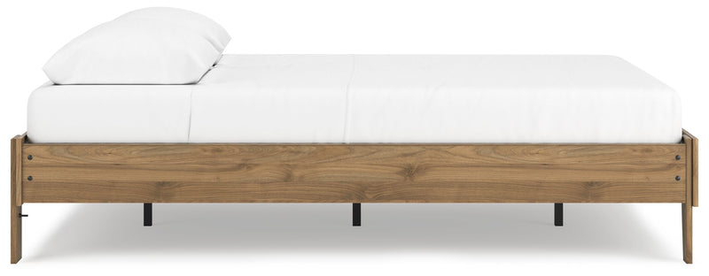 Deanlow Queen Platform Bed with 2 Nightstands in Honey - PKG017270