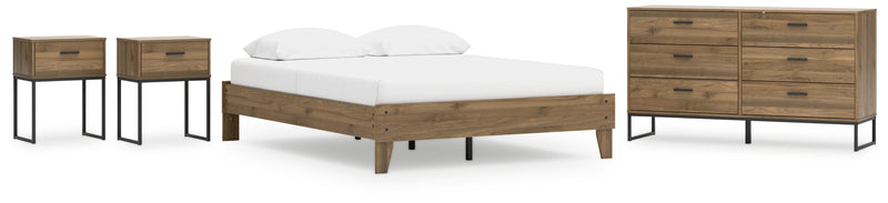 Deanlow Queen Platform Bed with Dresser and 2 Nightstands in Honey - PKG017269