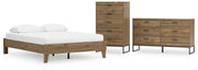 Deanlow Queen Platform Bed with Dresser and Chest in Honey - PKG017273