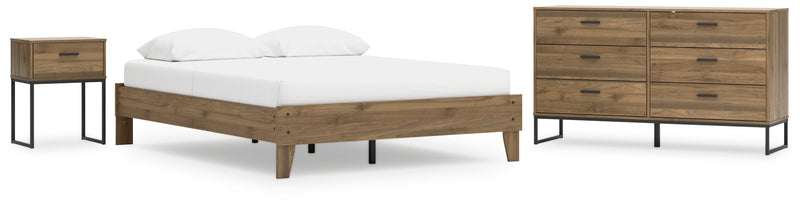 Deanlow Queen Platform Bed with Dresser and Nightstand in Honey - PKG017272