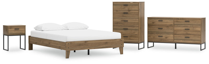 Deanlow Queen Platform Bed with Dresser, Chest and Nightstand in Honey - PKG017274