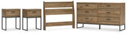 Deanlow Twin Panel Headboard with Dresser and 2 Nightstands in Honey - PKG017171