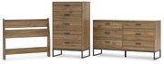 Deanlow Twin Panel Headboard with Dresser and Chest in Honey - PKG017175