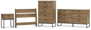 Deanlow Twin Panel Headboard with Dresser, Chest and Nightstand in Honey - PKG017176