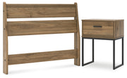 Deanlow Twin Panel Headboard with Nightstand in Honey - PKG017172
