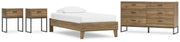 Deanlow Twin Platform Bed with Dresser and 2 Nightstands in Honey - PKG017185