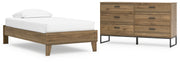 Deanlow Twin Platform Bed with Dresser in Honey - PKG017184