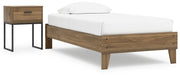 Deanlow Twin Platform Bed with Nightstand in Honey - PKG017186