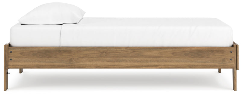Deanlow Twin Platform Bed with Nightstand in Honey - PKG017186