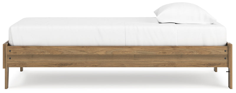 Deanlow Twin Platform Bed with Nightstand in Honey - PKG017186