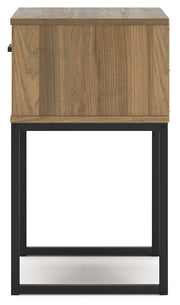 Deanlow Twin Platform Panel Bed with Nightstand in Honey - PKG017200