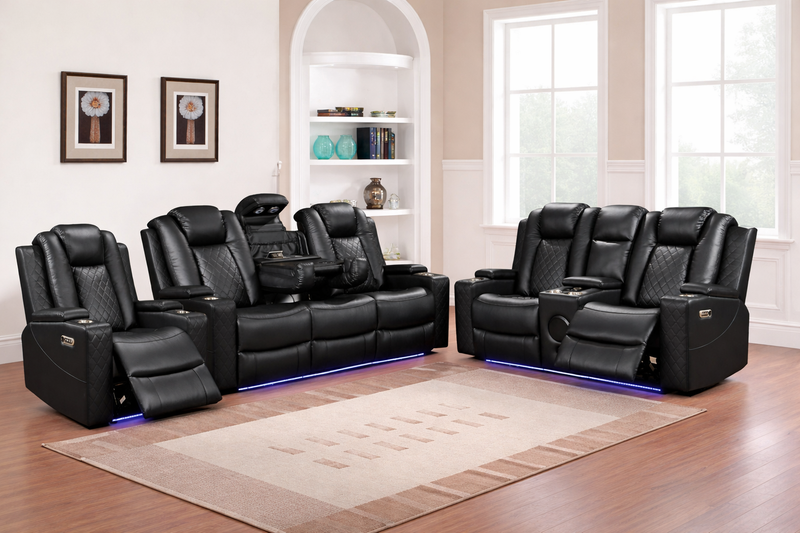 Dearborn Black Sofa & Loveseat & Chair - DEARBORN-BK-SLC