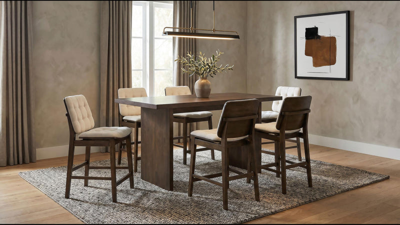 Decker 7-piece 70-inch Counter Height Dining Set Cream and Walnut - 193958WAL-S7D