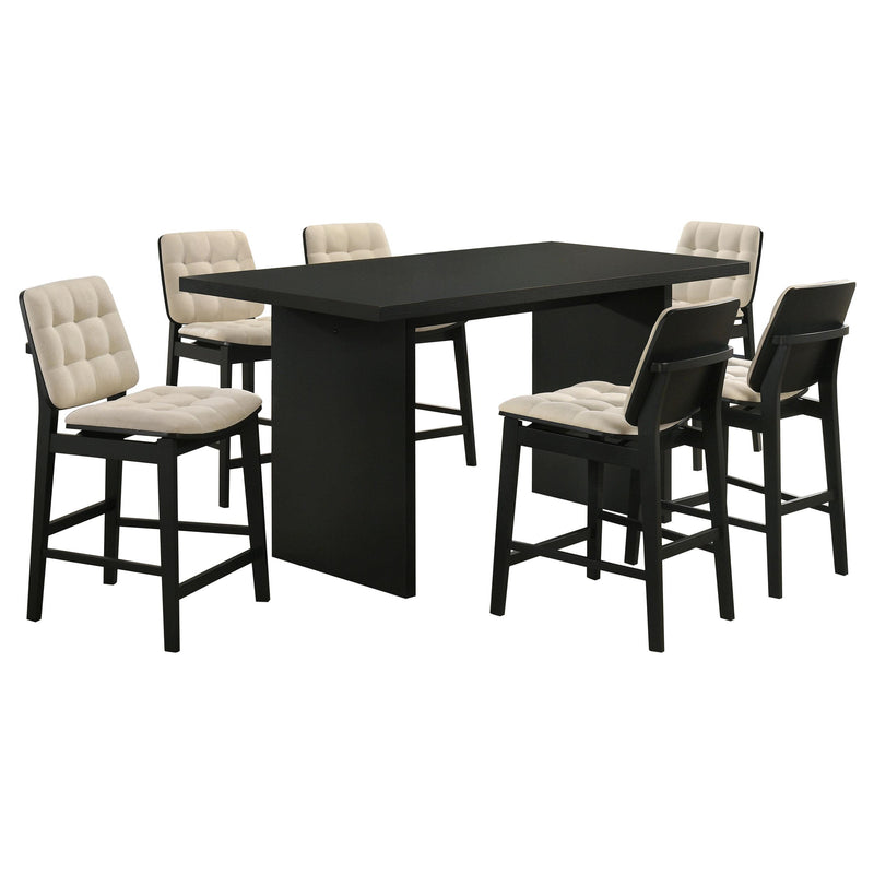 Decker 7-piece 70-inch Rectangular Counter Height Dining Set Cream and Black - 193958BLK-S7D