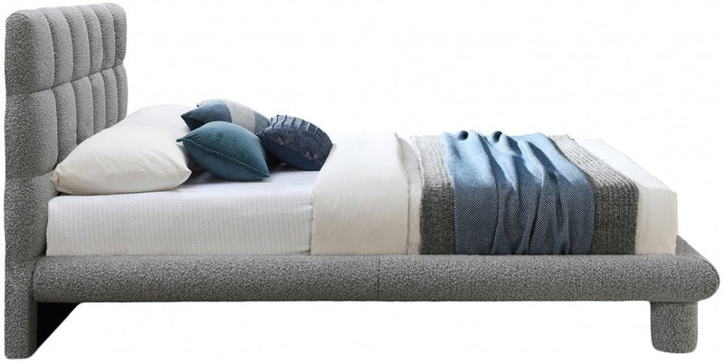 Deco Boucle Fabric King Bed (3 Boxes) Grey - Gate FurnitureKing Bed