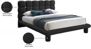 Deco Boucle Fabric Queen Bed (3 Boxes) Black - Gate FurnitureQueen Bed