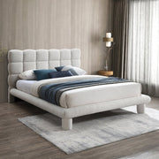 Deco Boucle Fabric Queen Bed (3 Boxes) Cream - Gate FurnitureQueen Bed