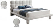 Deco Boucle Fabric Queen Bed (3 Boxes) Cream - Gate FurnitureQueen Bed