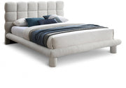 Deco Boucle Fabric Queen Bed (3 Boxes) Cream - Gate FurnitureQueen Bed
