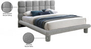 Deco Boucle Fabric Queen Bed (3 Boxes) Grey - Gate FurnitureQueen Bed