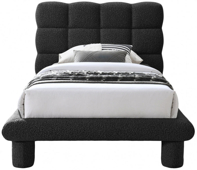 Deco Boucle Fabric Twin Bed (3 Boxes) Black - Gate FurnitureTwin Bed