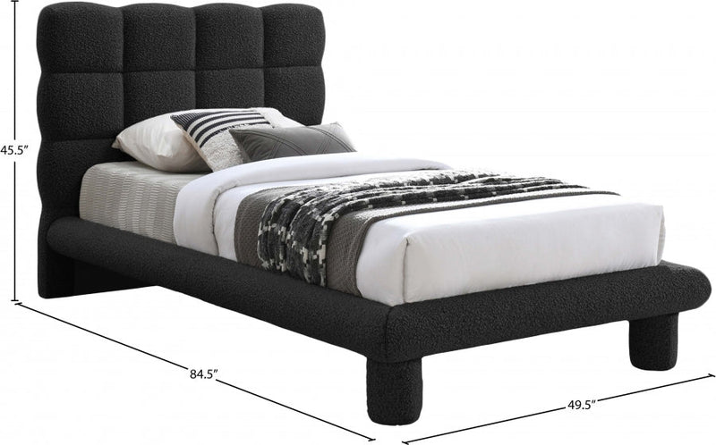 Deco Boucle Fabric Twin Bed (3 Boxes) Black - Gate FurnitureTwin Bed