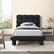Deco Boucle Fabric Twin Bed (3 Boxes) Black - Gate FurnitureTwin Bed