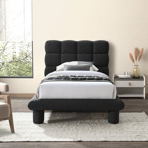 Deco Boucle Fabric Twin Bed (3 Boxes) Black - Gate FurnitureTwin Bed