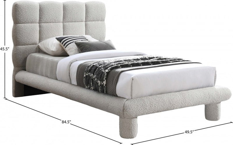 Deco Boucle Fabric Twin Bed (3 Boxes) Cream - Gate FurnitureTwin Bed