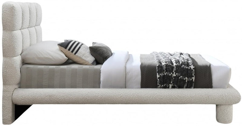 Deco Boucle Fabric Twin Bed (3 Boxes) Cream - Gate FurnitureTwin Bed