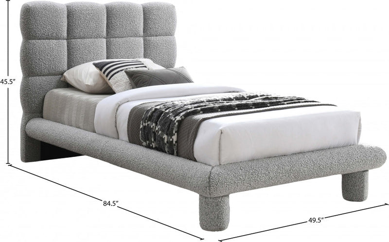 Deco Boucle Fabric Twin Bed (3 Boxes) Grey - Gate FurnitureTwin Bed