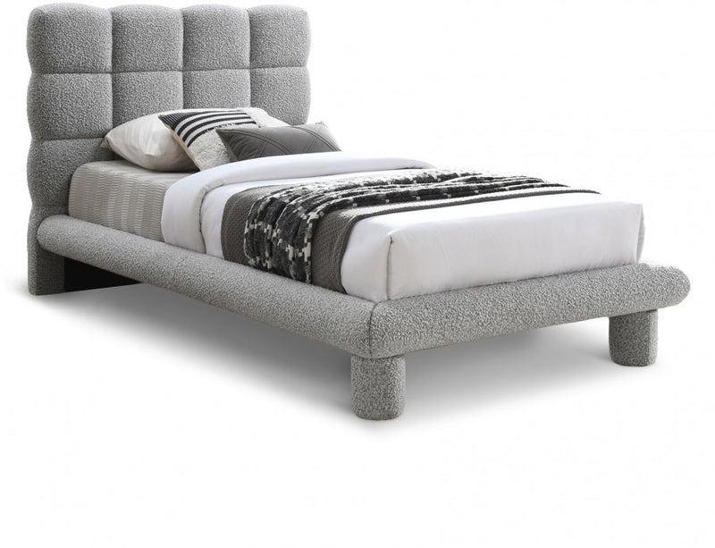 Deco Boucle Fabric Twin Bed (3 Boxes) Grey - Gate FurnitureTwin Bed