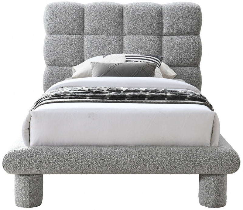 Deco Boucle Fabric Twin Bed (3 Boxes) Grey - Gate FurnitureTwin Bed