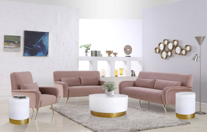 Deco Lacquer Top And Metal Base Coffee Table in White - 215-C