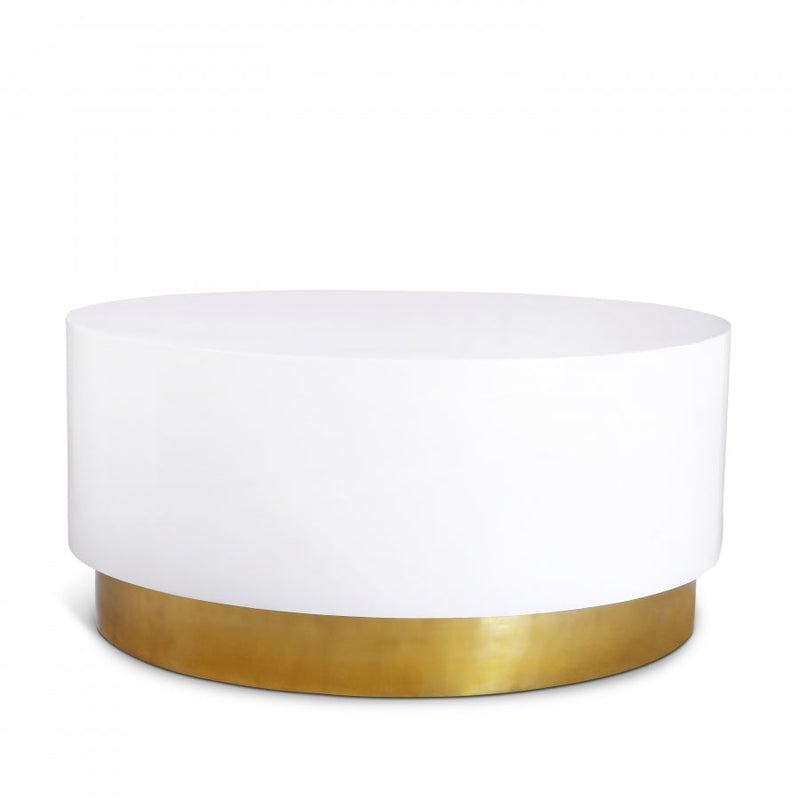 Deco Lacquer Top And Metal Base Coffee Table in White - 215-C