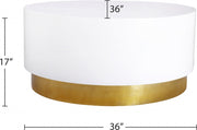 Deco Lacquer Top And Metal Base Coffee Table in White - 215-C