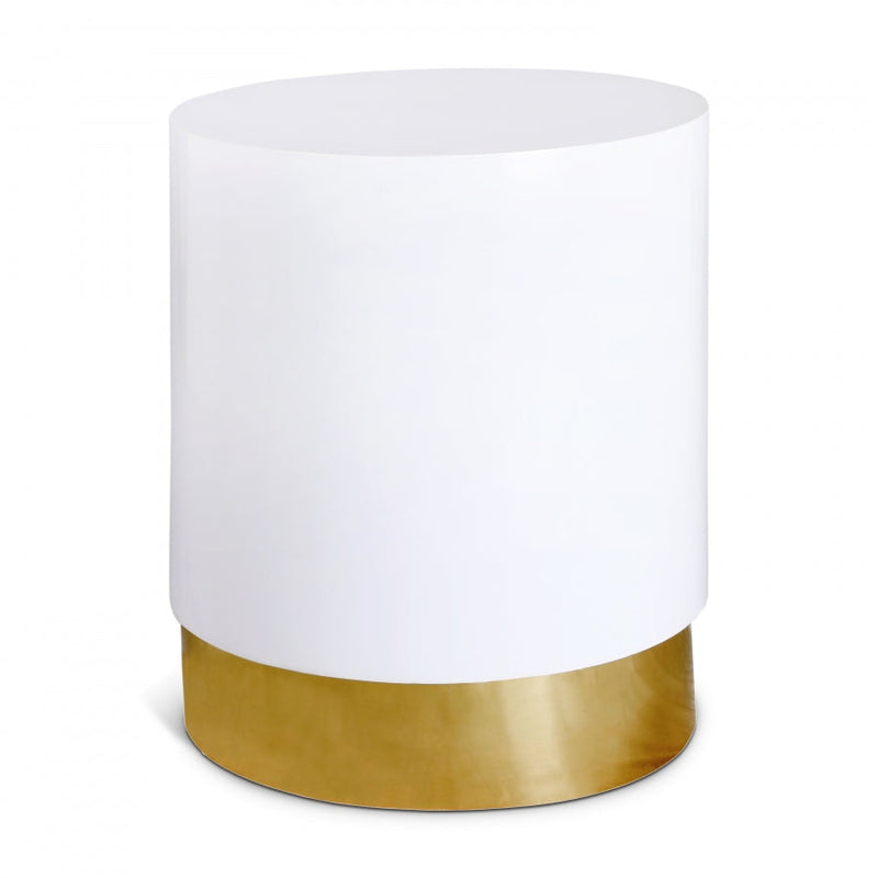 Deco Lacquer Top And Metal Base End Table in White - 215-E
