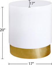 Deco Lacquer Top And Metal Base End Table in White - 215-E